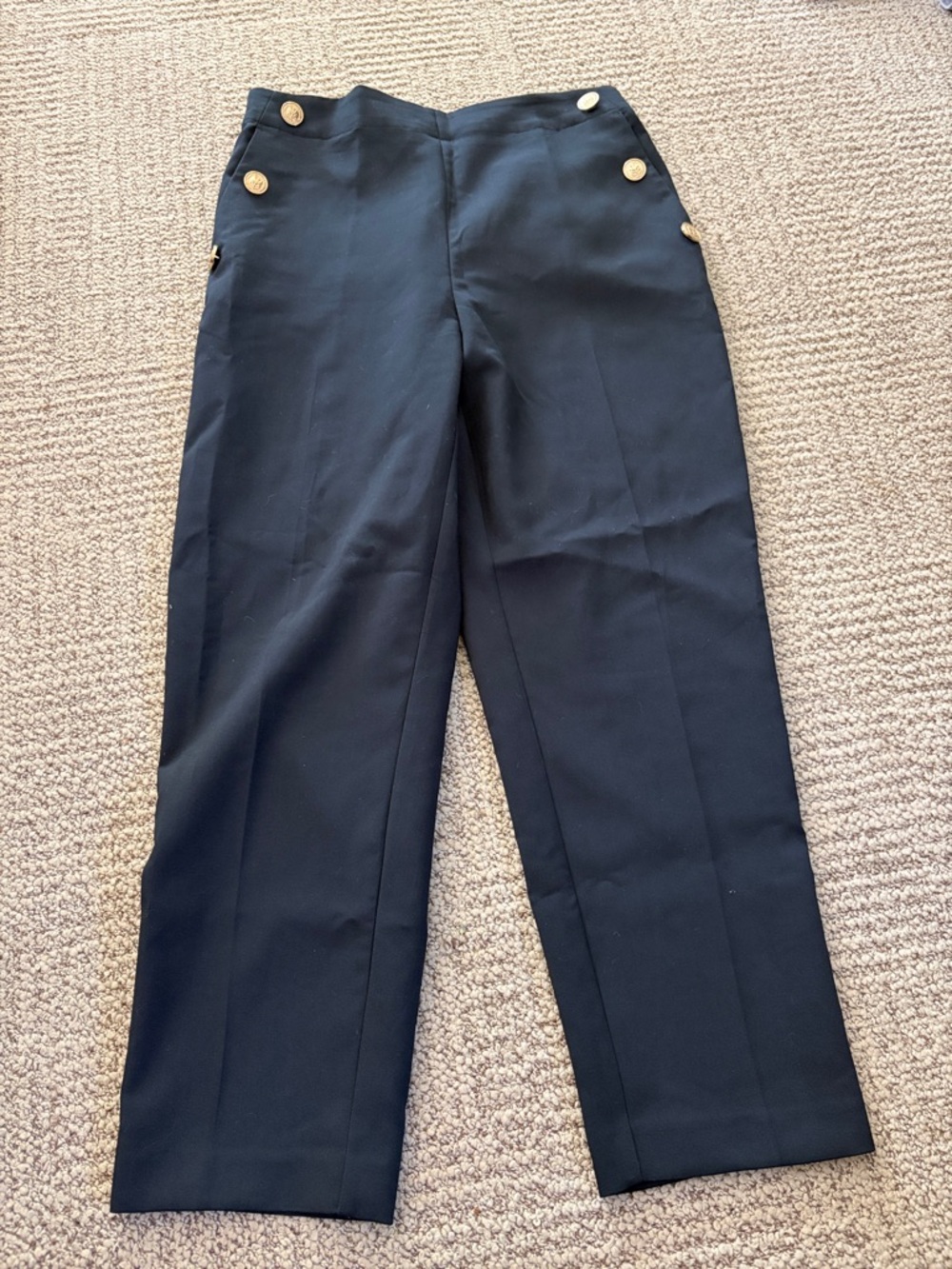 Zara Black High-Waist Trousers with Gold Buttons